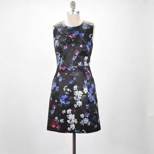 Milly Black Floral Cotton Sateen Fit & Flare Mini Dress
